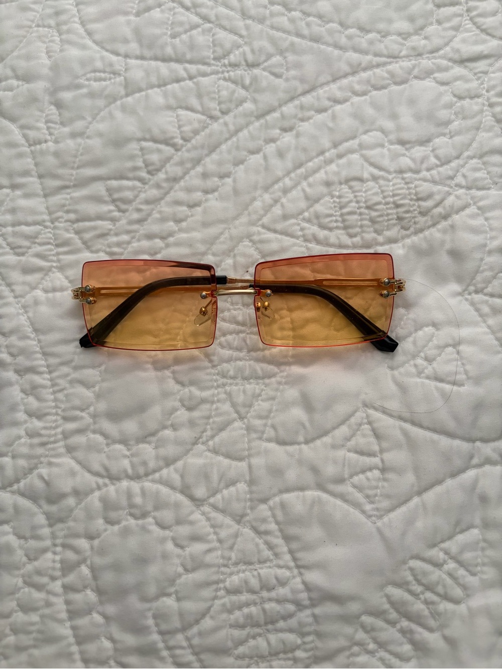 Rimless Rectangle Sunglasses in Amber Gradient